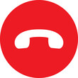 Decline phone symbol in png. Red phone icon. Decline symbol in red circle. Reject phone sign