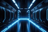 Fototapeta Do przedpokoju - Sci-Fi Neon Laser Beams in Futuristic Hallway generative AI