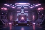 Fototapeta Perspektywa 3d - Sci-Fi Neon Laser Beams in Futuristic Hallway generative AI