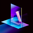 © ADDICTIVE STOCK - Generative AI abstract illustration of geometric shapes and structures in colorful neon colors and lights in cyberspace against dark background