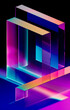 © ADDICTIVE STOCK - Generative AI abstract illustration of geometric shapes and structures in colorful neon colors and lights in cyberspace against dark background