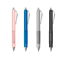 Colorful Pens Vector With Grip. Corporate Stationery Design. Pink Pen, Blue Pen, Grey Pen, Black Pen