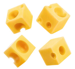 Wall Mural - Set of delicious cheese cubes cut out