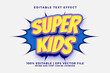 Super Kids 3d Editable Text Effect Comic Cartoon Style Premium Vector