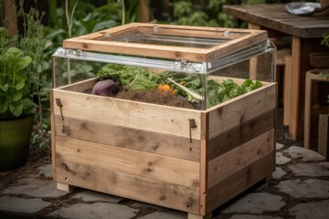 Wall Mural - compost bin with clear lid for easy access and observation, created with generative ai