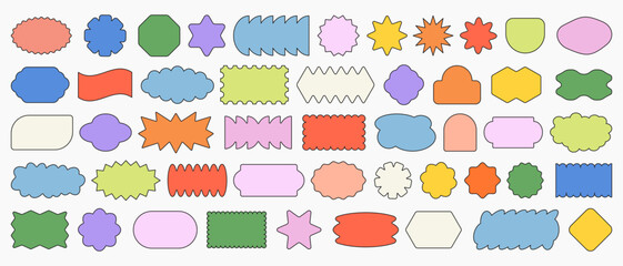 Poster - Cool Abstract Geometric Shapes. Trendy Y2K Retro Badges Vector Design. Sticker Label Elements. Minimal Frame Patch.