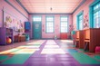 © Ecleposs - 3D Cartoon Classroom with Bright Colors and Sunlight