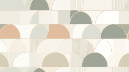 Sticker - Seamless pattern background inspired by Scandinavian design with warm whites and pale pastels, geometric shapes sleek lines, minimalistic elements