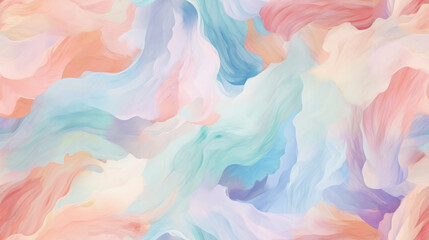 Seamless pattern background inspired by the art of watercolor painting with soft blended strokes in a variety of pastel shades