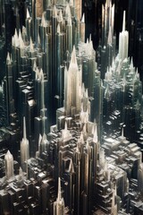 Wall Mural - crystal-like structures forming intricate pattern, created with generative ai