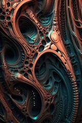 Wall Mural - 3d rendered fractal shapes and patterns, created with generative ai