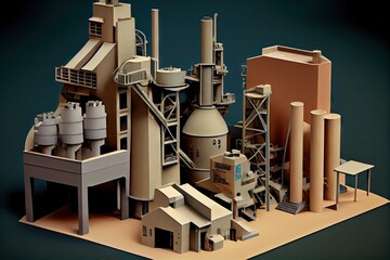 Wall Mural - pulp and paper mill, with towering processing machines and conveyor belts, created with generative a