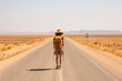 © ADDICTIVE STOCK - A woman walking down a road. Generative AI