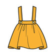 Beautiful casual skirt with suspenders color variation for coloring page on a white background