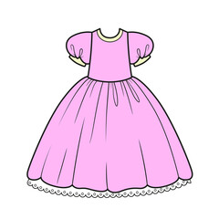 Poster - Puffy ball gown for a princess color variation for coloring page on a white background