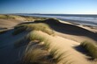 windblown sand dunes, stretching to the horizon, created with generative ai