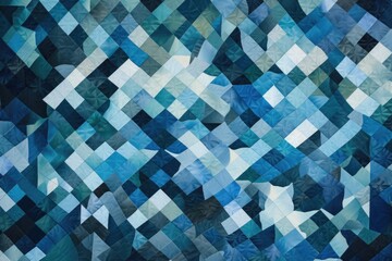 Wall Mural - abstract pattern in textile, made with different shades of blue, created with generative ai