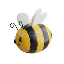 3d Bee. Icon Isolated On White Background. 3d Rendering Illustration