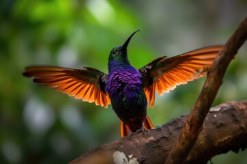 Sticker - hummingbird spreading its wings and learning to fly for the first time, created with generative ai