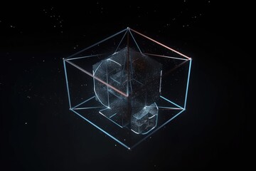 Wall Mural - 3d geometric figure floating in the void of outer space, created with generative ai