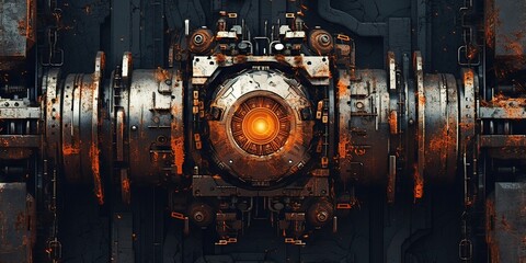 generative ai illustration of abstract robotic detail structure background design. metallic effects 
