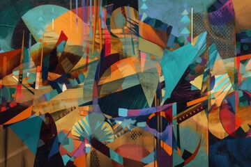 Wall Mural - close-up of deconstructed and fragmented shapes, with details and textures visible, created with gen