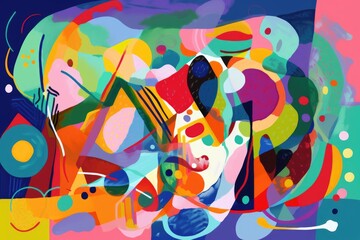 Wall Mural - abstract artwork with vibrant colors and abstract shapes, created with generative ai