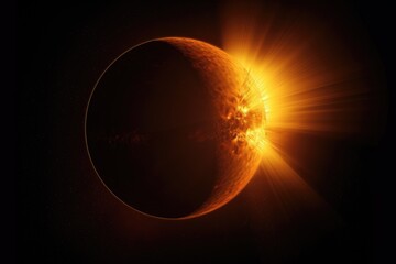 Wall Mural - the sun, with its corona visible, shining down on a planet, created with generative ai