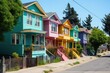 © primopiano - neighborhood with brightly-colored houses, creating a vibrant and welcoming atmosphere, created with generative ai