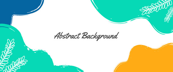 Wall Mural - Abstract wave shape with leaf outline illustration. Horizontal banner template with copy space