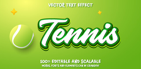 Wall Mural - Tennis editable text effect in modern trend style