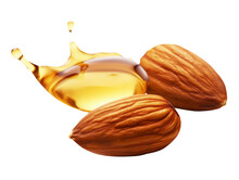 Almonds With An Oil Drop Isolated On Transparent Or White Background, Png