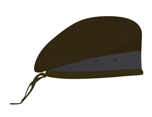 Canvas Print - Brown military beret hat. vector illustration