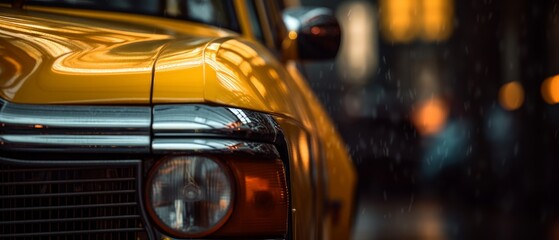 Yellow taxi close-up. Generative AI