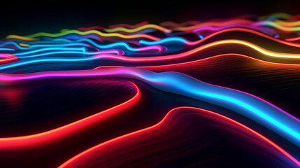 Wall Mural - abstract neon lights into digital technology. futuristic technology abstract background with lines f