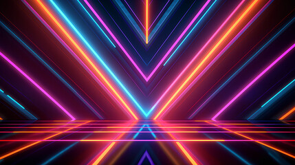 Wall Mural - abstract neon lights into digital technology. futuristic technology abstract background with lines f