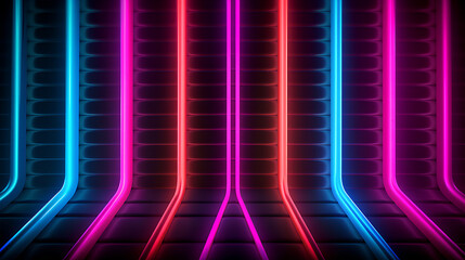 Wall Mural - abstract neon lights into digital technology. futuristic technology abstract background with lines f