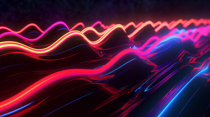 Wall Mural - abstract neon lights into digital technology. futuristic technology abstract background with lines f