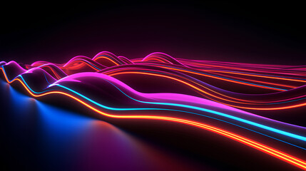 Wall Mural - abstract neon lights into digital technology. futuristic technology abstract background with lines f
