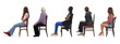 © curto - group of woman sitting on chair and looking back on white background