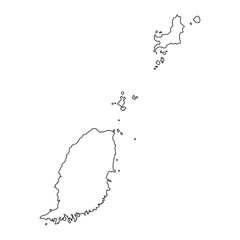 highly detailed grenada map with borders isolated on background