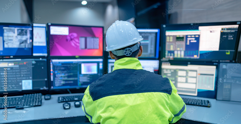 Monitor Software Support Engineer Engineer working at control room,Manager control system,Technician man ...