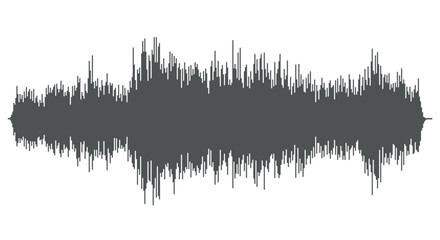 Wall Mural - Oscilloscope audio sound waveform - black and white simple symbol silhouette of sound wave, vector illustration