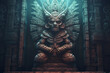 Ancient deity embodied in a mysterious totem with a dark magic engaging atmosphere Generative AI