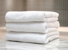 White Clean Towels In Bathroom Created With Generative AI Technology