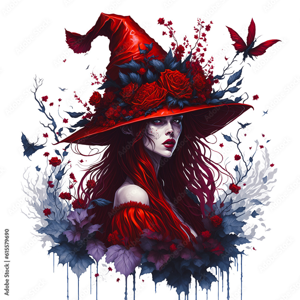 Watercolor Witch Clipart , Witchcraft Clip art, Witch wearing a hat ...