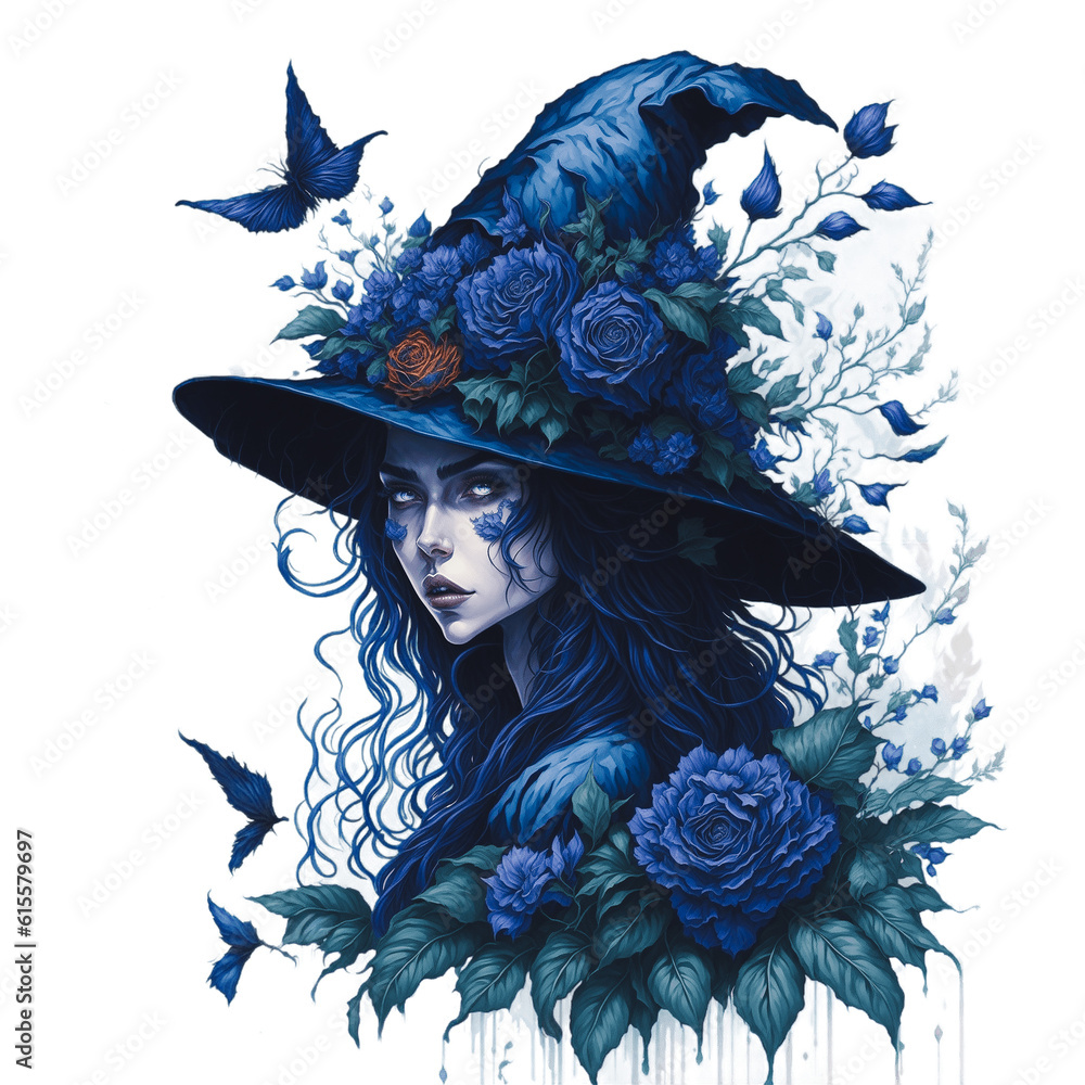 Watercolor Witch Clipart , Witchcraft Clip art, Witch wearing a hat ...
