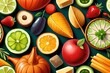 ai generated vector of a fruit and vegetable collection