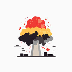 nuclear plant explosion vector flat minimalistic isolated illustration