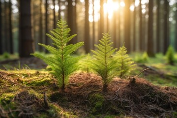 Poster - Illustration of two small trees in the midst of a dense forest